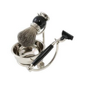 Black Enamel & Chrome Shaving Set